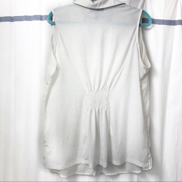 Sheer White Button Down Blouse w/ Studded Collar - Picture 7 of 9